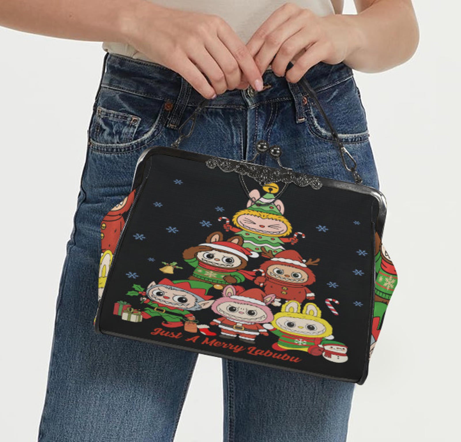 LaBubu La Bubu Monster Tree  Christmas Holiday  Shoulder Cross Body Bag Satchel Kisslock