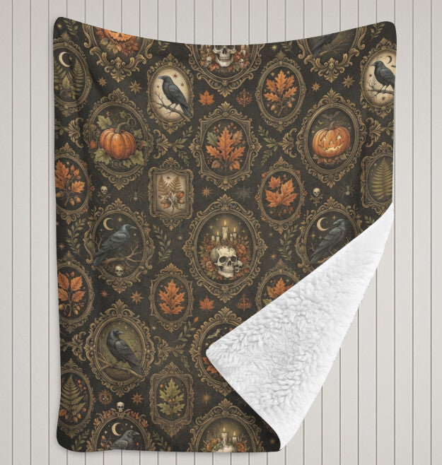 Sherpa Fleece Blanket 40" x 50" Home Decor Throw Gothic Victorian Halloween NEW Terrific Trend