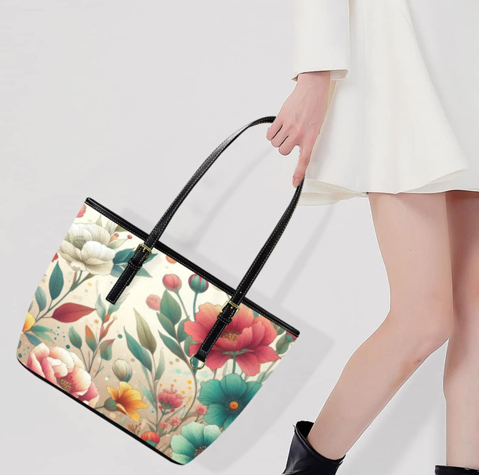 Custom Tote Hand Shoulder Bag 12 X 15 Spring Elegant Mixed Flowers Floral NEW Terrifictrend