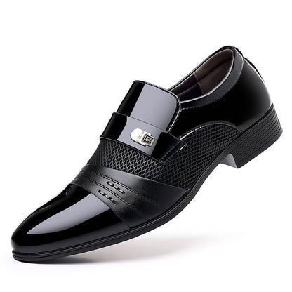 Wine Red Fashion Patchwork Leather Shoes For Men - terrifictrend