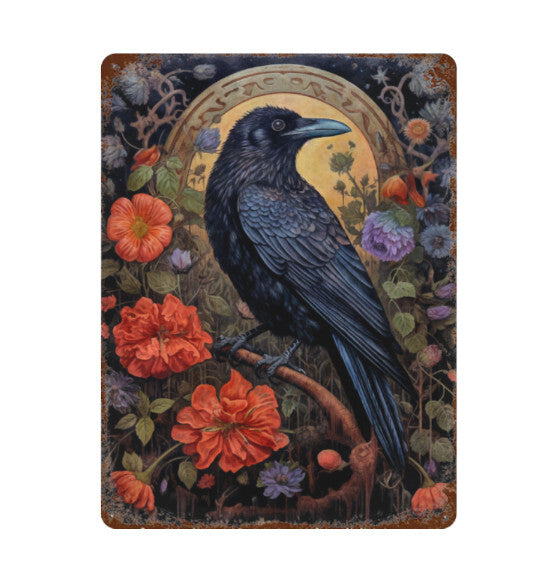 Rustic Gothic Botanical Animals RAVEN Bird Metal Sign Victorian Wall Decor 8x12 Unbranded