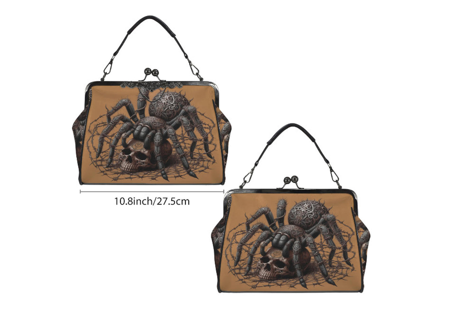 Dark Victorian Gothic Spider Black Widow Skull  Shoulder Cross Body Bag Satchel Kisslock