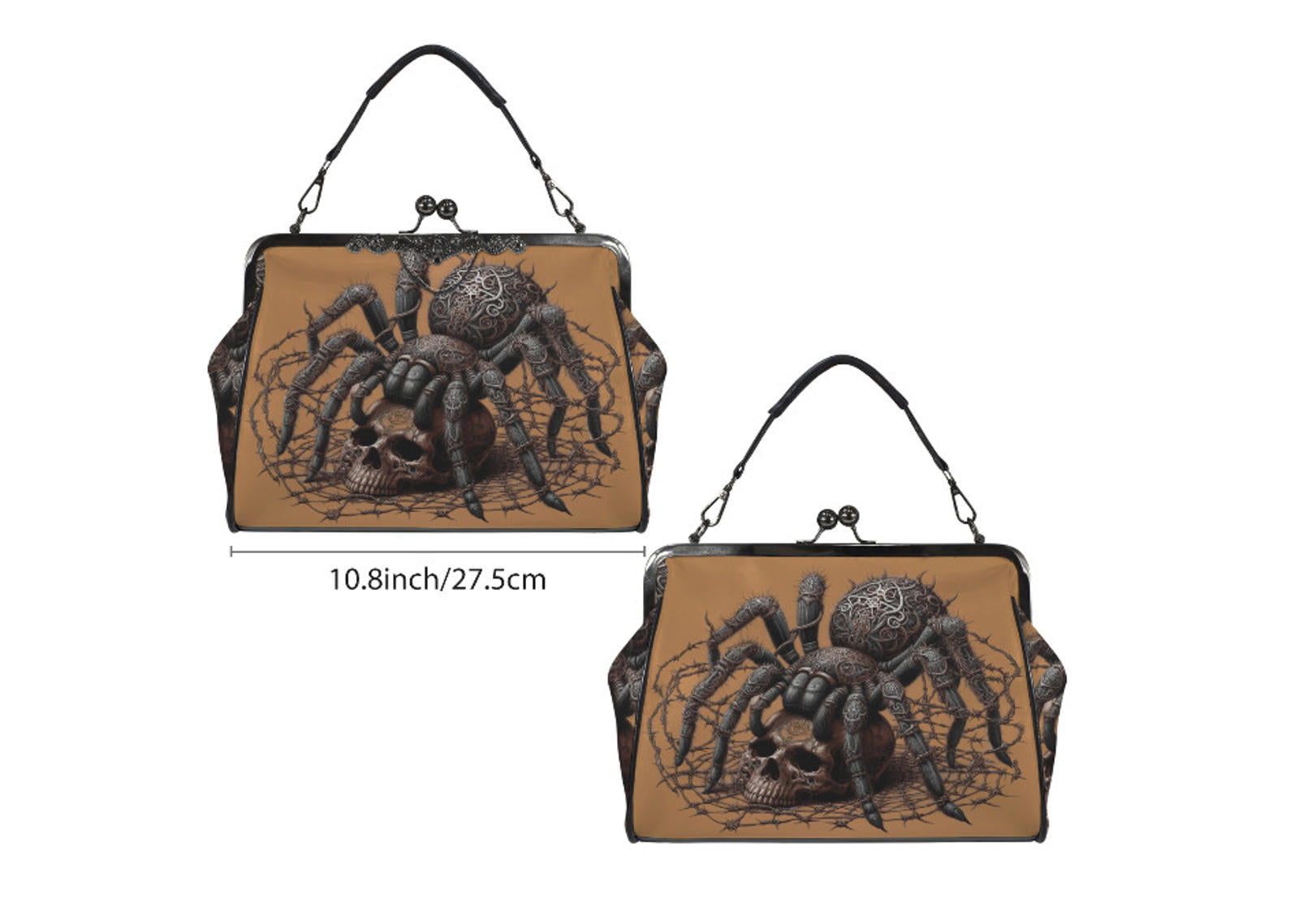 Dark Victorian Gothic Spider Black Widow Skull  Shoulder Cross Body Bag Satchel Kisslock
