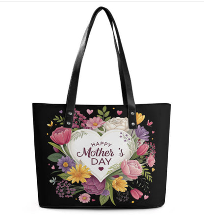 Custom Tote Hand Shoulder Bag 12 X 15 Spring Happy Mothers Day Flowers Mom Heart Terrifictrend