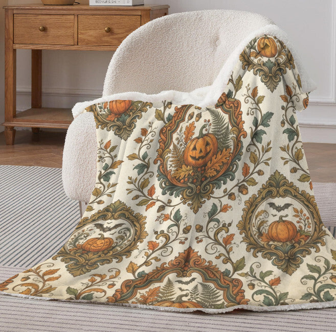 Sherpa Fleece Blanket 40" x 50" Home Decor Throw Elegant Victorian Halloween NEW Terrific Trend