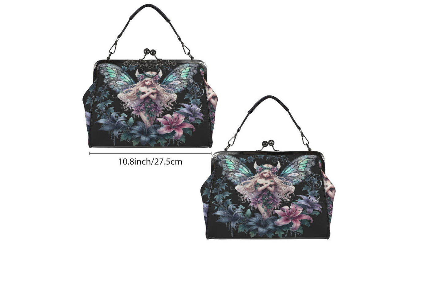 Gothic Mystical Floral Spring Fairy Colors Shoulder Cross Body Bag Satchel NEW Kisslock