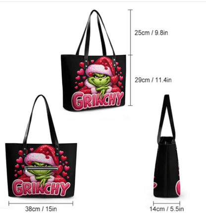 Tote Hand Shoulder Bag 12 X 15 The Grinch Pink Grinchy Heart Valentine's Day NEW Terrifictrend