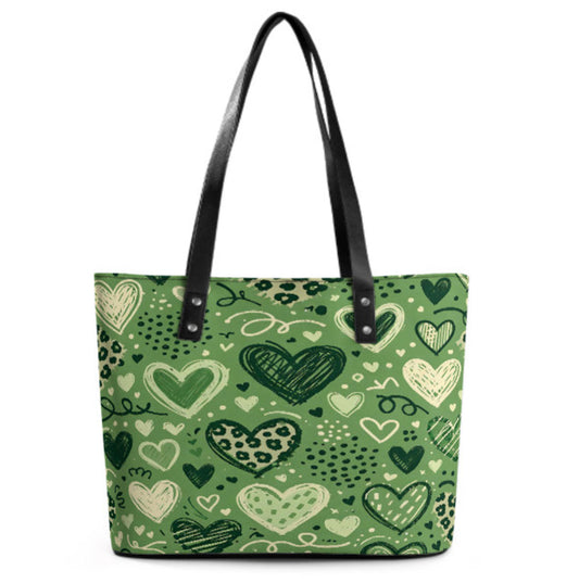 Custom Tote Hand Shoulder Bag 12 X 15 St Patricks Day Irish Heart Green Spring Terrifictrend