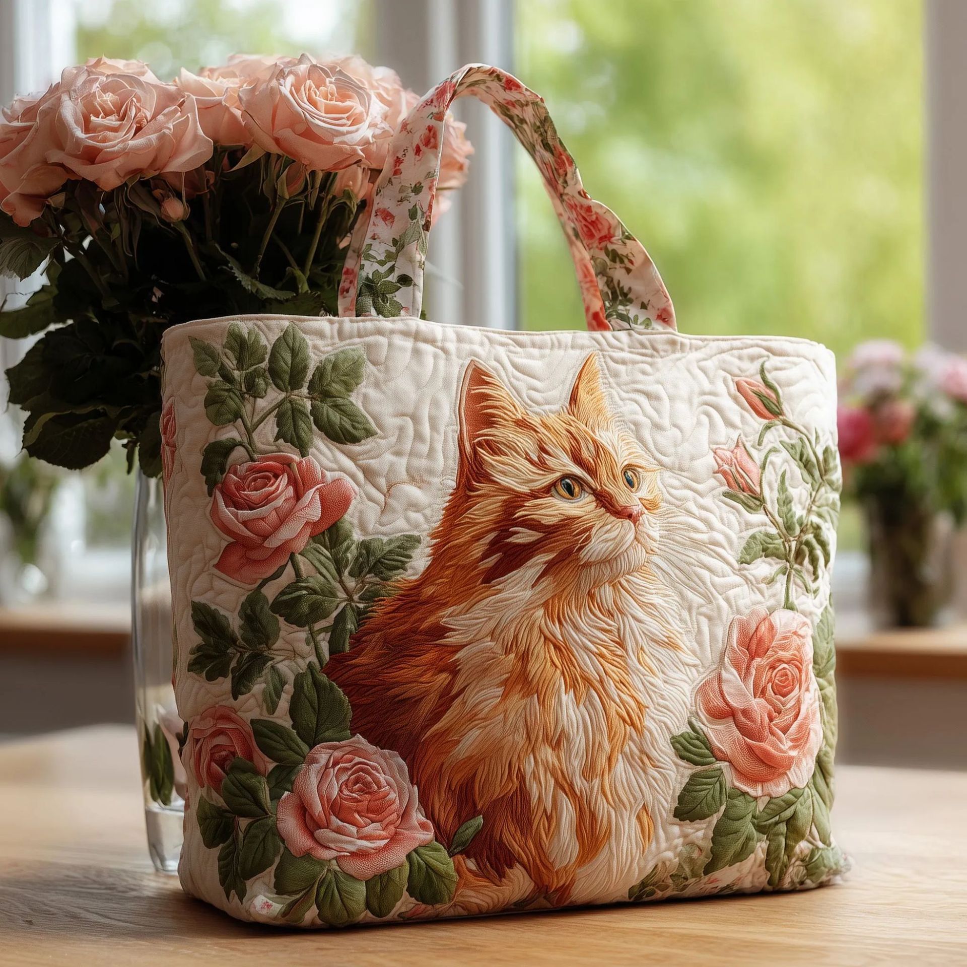 Creative, High-Capacity Tote Bag With Digital Print And Quilted Embroidery Cj