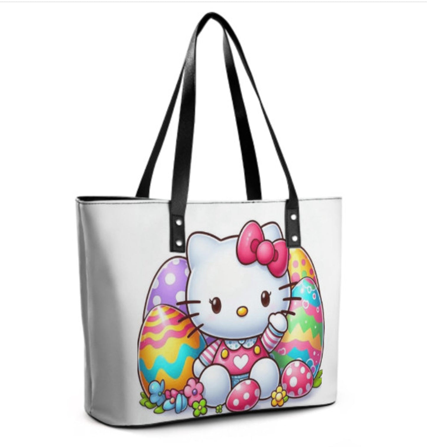 Custom Tote Hand Shoulder Bag 12 X 15 Spring Happy Easter Eggs Hello Kitty Art Terrifictrend