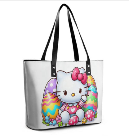 Custom Tote Hand Shoulder Bag 12 X 15 Spring Happy Easter Eggs Hello Kitty Art Terrifictrend