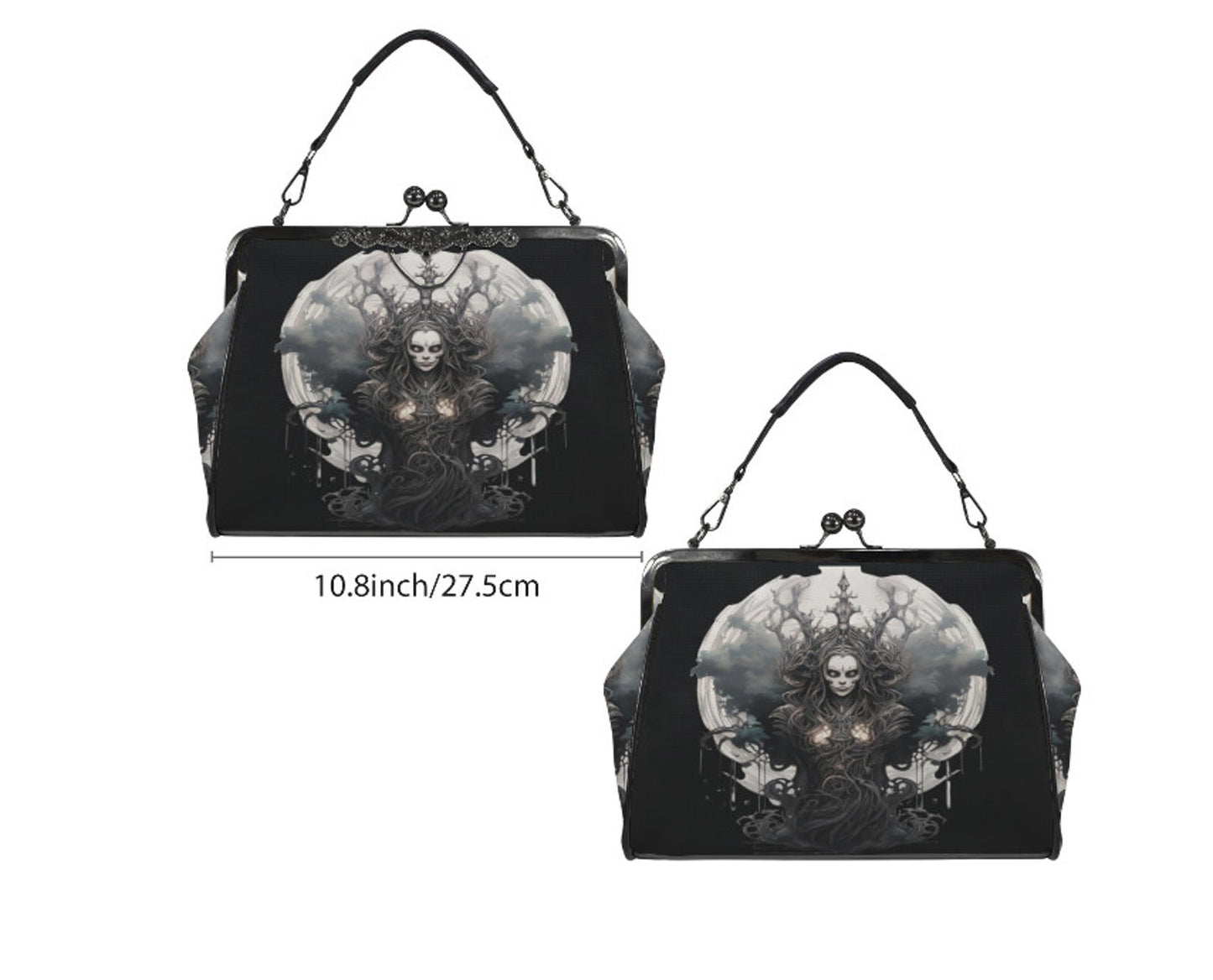 Dark Victorian Gothic Earth Goddess Moon Tree Shoulder Cross Body Bag Satchel Kisslock