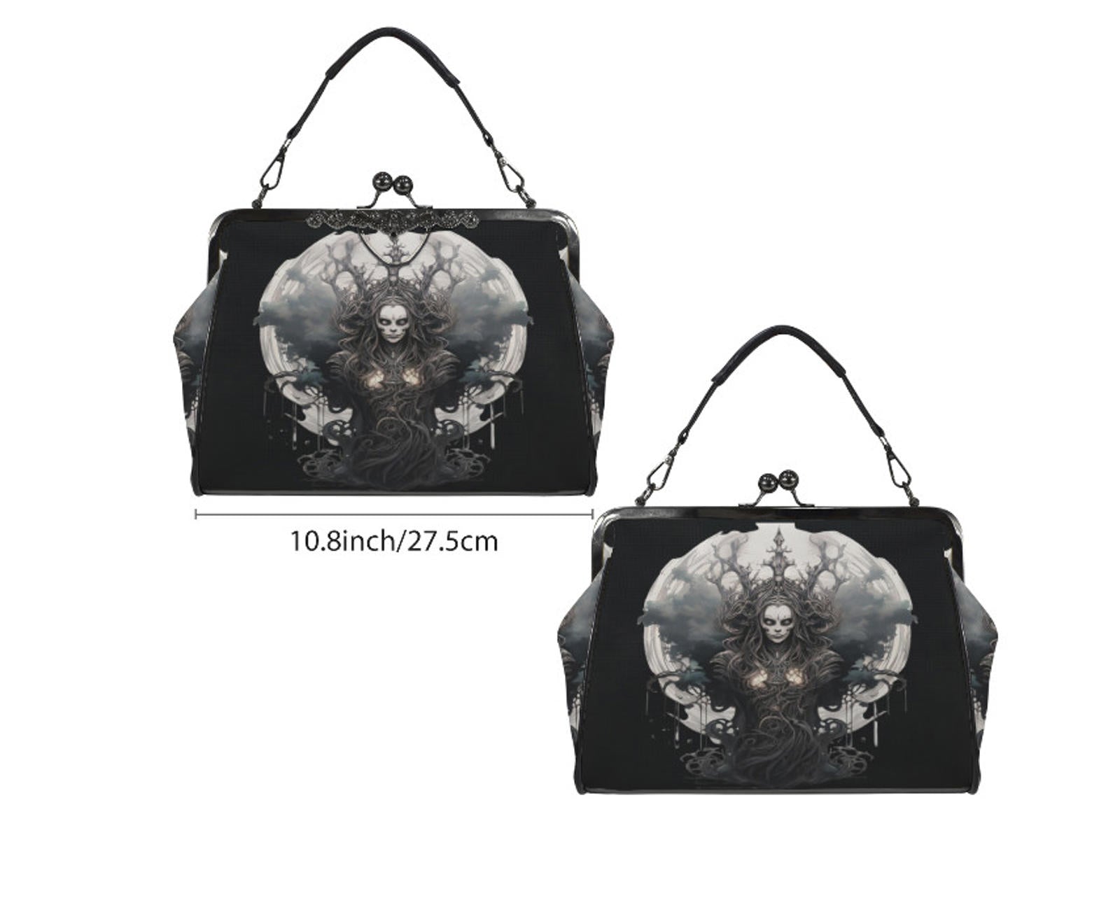 Dark Victorian Gothic Earth Goddess Moon Tree Shoulder Cross Body Bag Satchel Kisslock