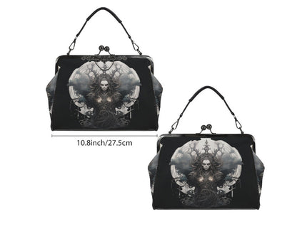 Dark Victorian Gothic Earth Goddess Moon Tree Shoulder Cross Body Bag Satchel Kisslock