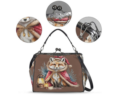 Victorian Gothic Christmas Fox Holiday  Shoulder Cross Body Hand Bag Satchel Kisslock