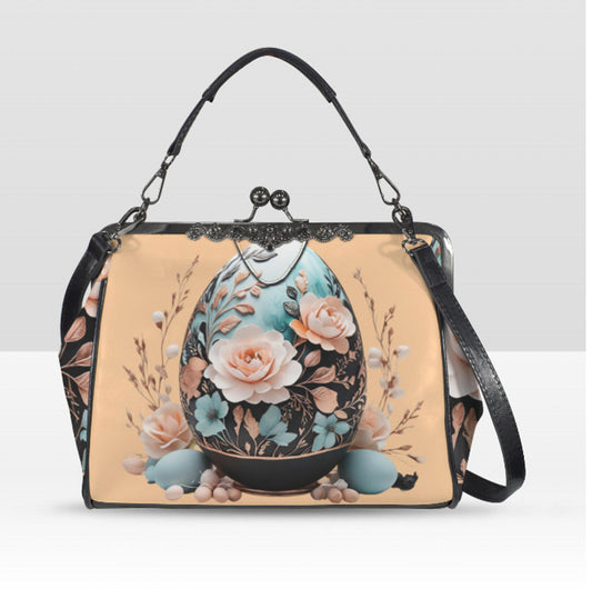 Elegant Floral Easter Egg Spring Art Design  Shoulder Cross Body Bag Satchel Kisslock