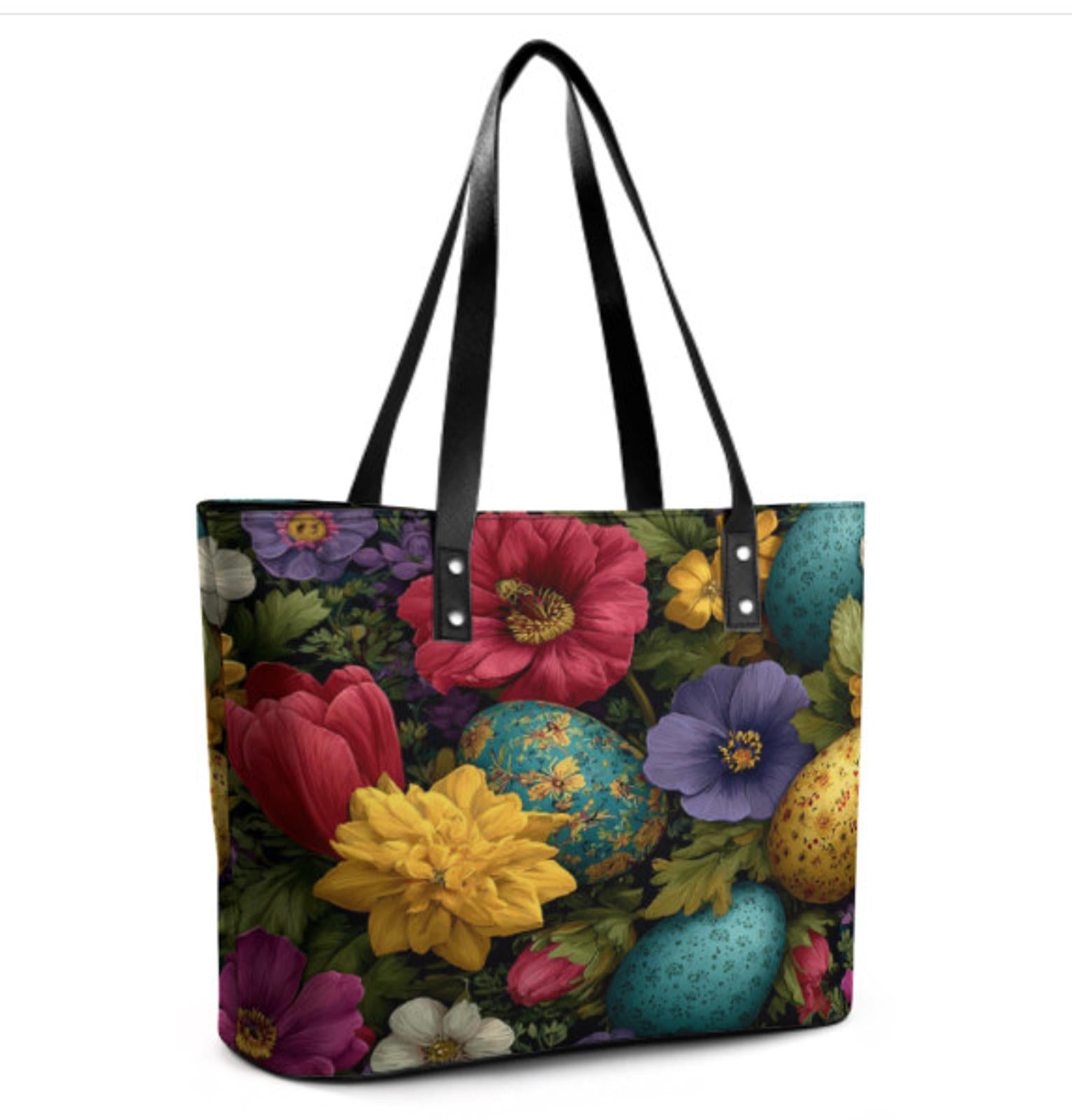 Custom Tote Hand Shoulder Bag 12 X 15 Spring Eggs Flowers Easter Mother's Day Terrifictrend