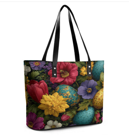 Custom Tote Hand Shoulder Bag 12 X 15 Spring Eggs Flowers Easter Mother's Day Terrifictrend