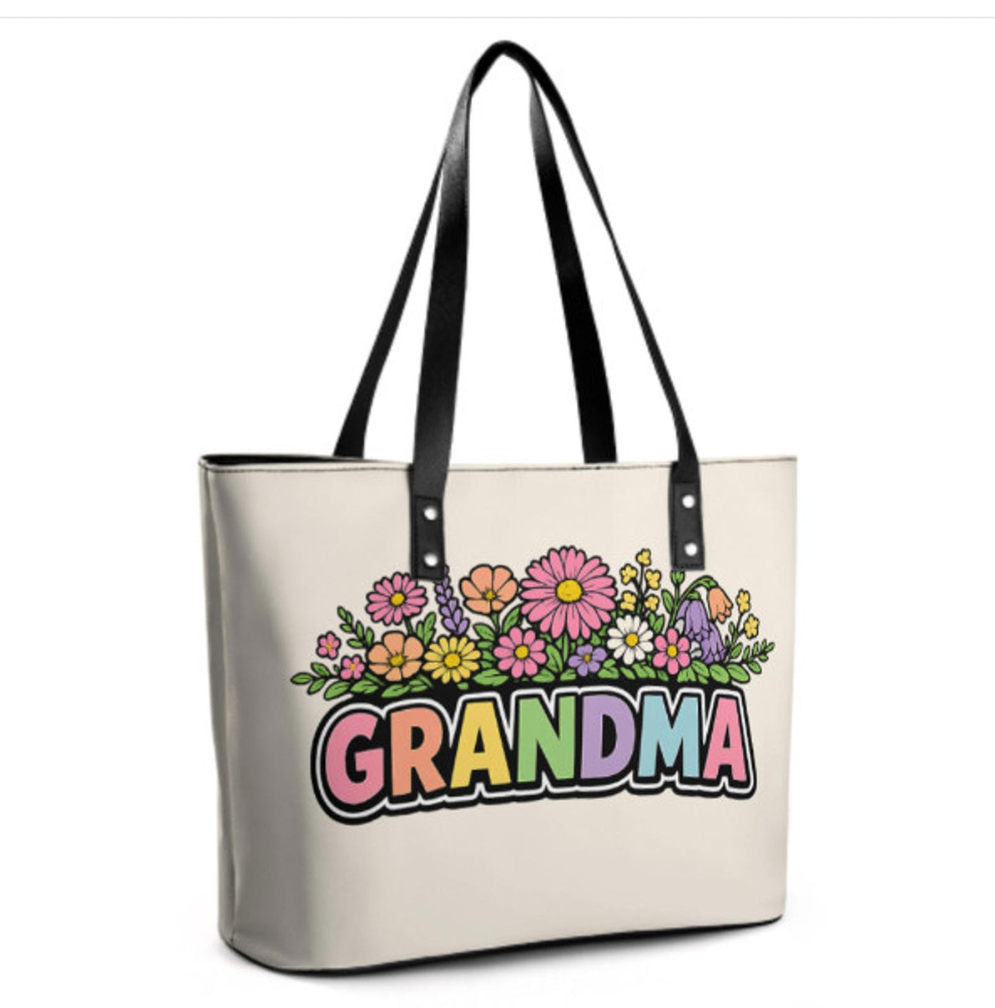 Custom Tote Hand Shoulder Bag 12 X 15 Spring Happy Mothers Day Grandma Flowers Terrifictrend