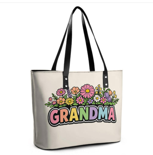 Custom Tote Hand Shoulder Bag 12 X 15 Spring Happy Mothers Day Grandma Flowers Terrifictrend