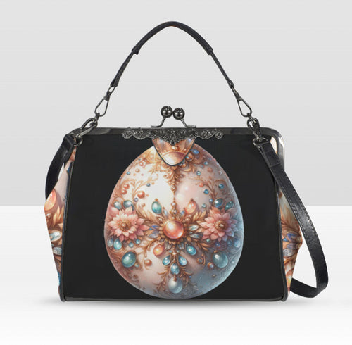 Elegant Floral Easter Egg Spring Art Design  Shoulder Cross Body Bag Satchel Kisslock