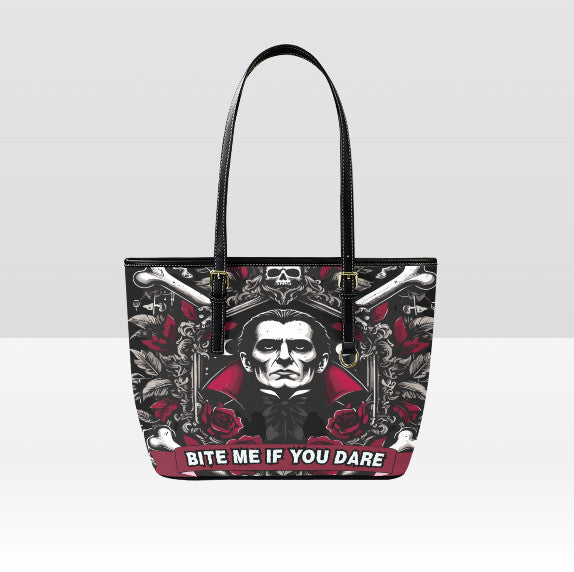 Custom Tote Hand Shoulder Bag 12 X 15 Halloween Bite Me if You Dare Dracula Terrifictrend