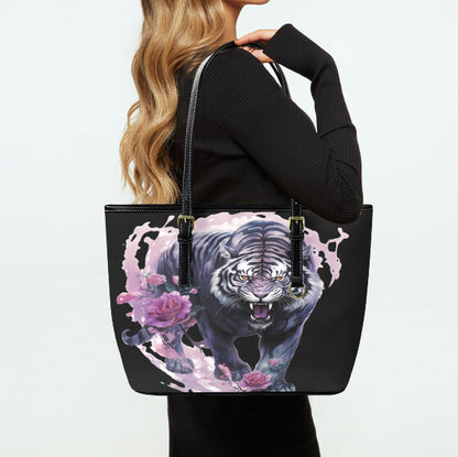 Custom Tote Hand Shoulder Bag 12 X 15 Gothic Pink Purple Black Ttger Floral Terrifictrend