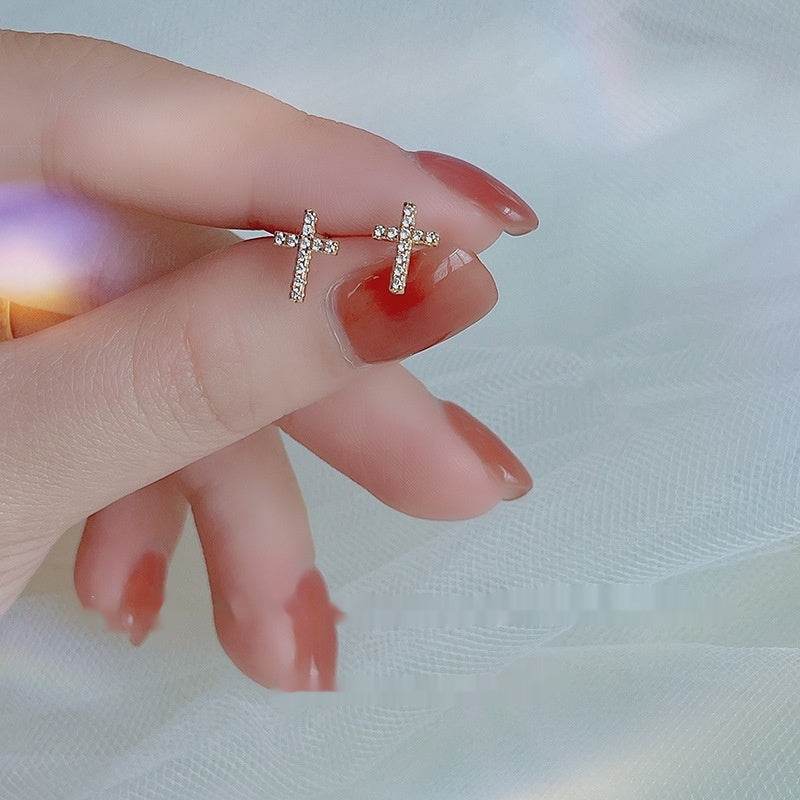 2024 New Fashion Stainless Steel Cross Earrings Product Temperament All Match Birthday Anniversary Earrings Small Gift - terrifictrend