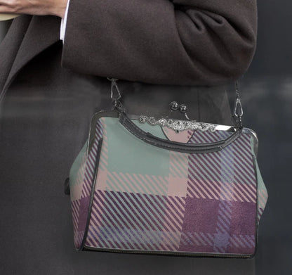 Lavender Purple Sage Plaid Print Shoulder Cross Body Bag Satchel Holiday Gift terrifictrend