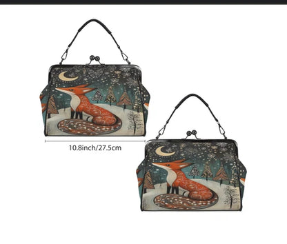Boho Artsy Christmas Fox Holiday Shoulder Cross Body Hand Bag Satchel terrifictrend