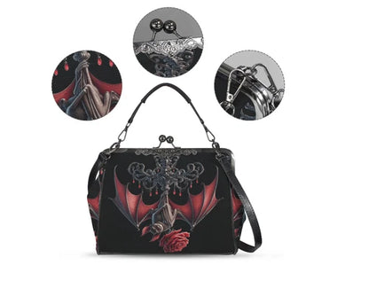 Dark Victorian Gothic Swan Black Bird Raven Moon Shoulder Cross Body Bag Satchel terrifictrend