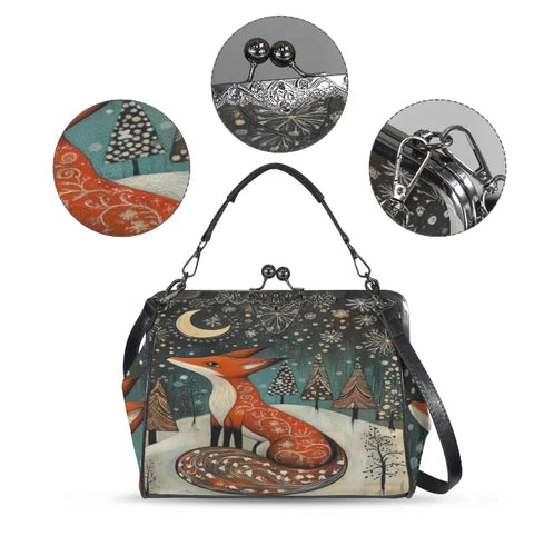 Boho Artsy Christmas Fox Holiday Shoulder Cross Body Hand Bag Satchel terrifictrend