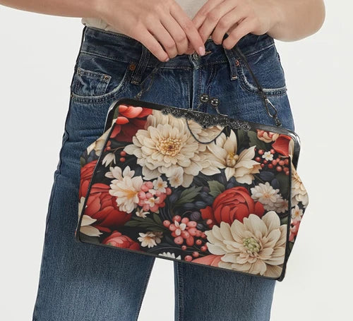 Winter Red White Pink Flowers Shoulder Cross Body Bag Satchel Christmas Gift terrifictrend