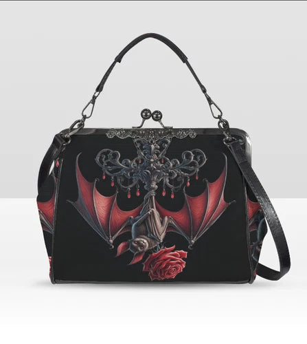 Dark Victorian Gothic Swan Black Bird Raven Moon Shoulder Cross Body Bag Satchel terrifictrend